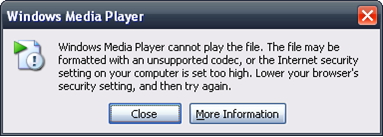 Windows Media Player cannot play the file